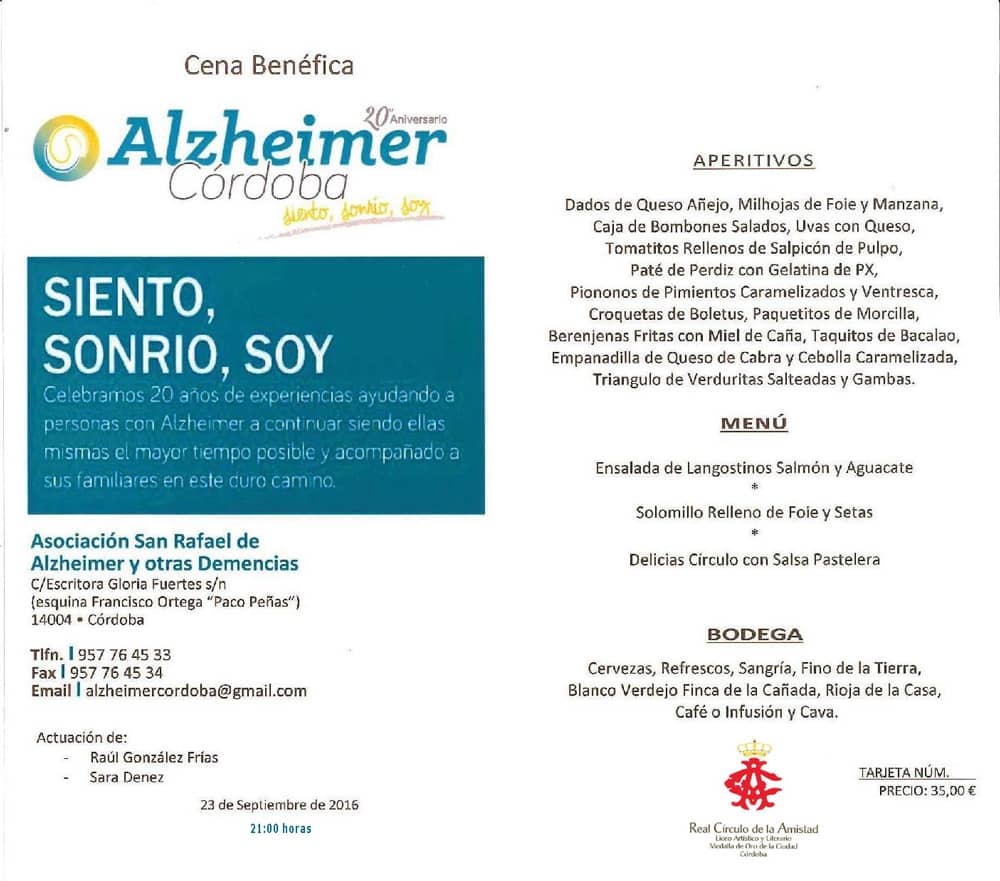 Cena 20 aniversario Alzheimer Córdoba
